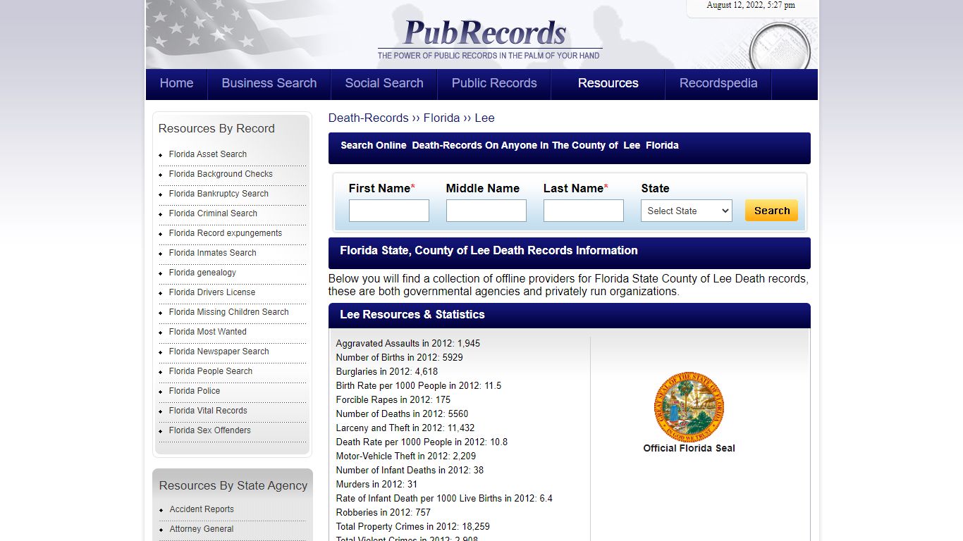 Lee County, Florida Death Records - Pubrecords.com